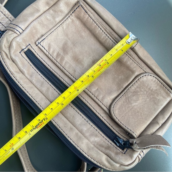 Leather Taupe Crossbody Hipster Bag - Picture 2 of 9